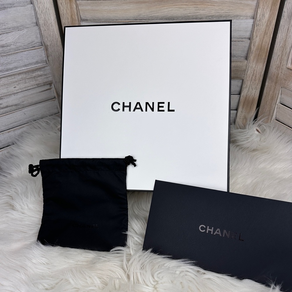 New Medium Chanel Box Bundle Set Tissue Card & Small Dustbag Giftable Storage